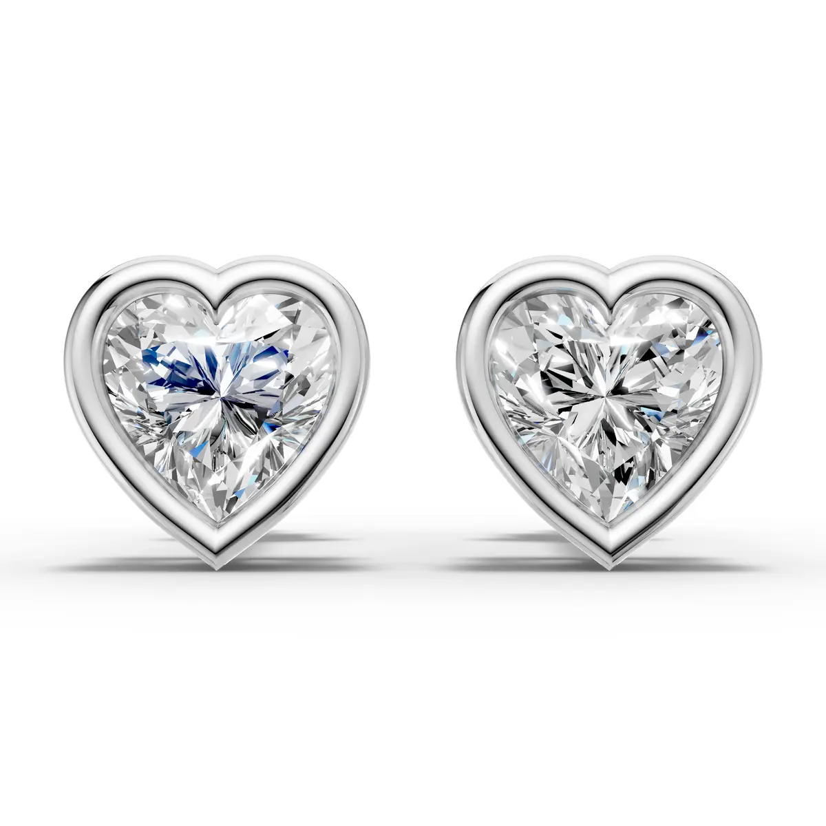 Heart Cut Diamond Bezel Stud Earrings